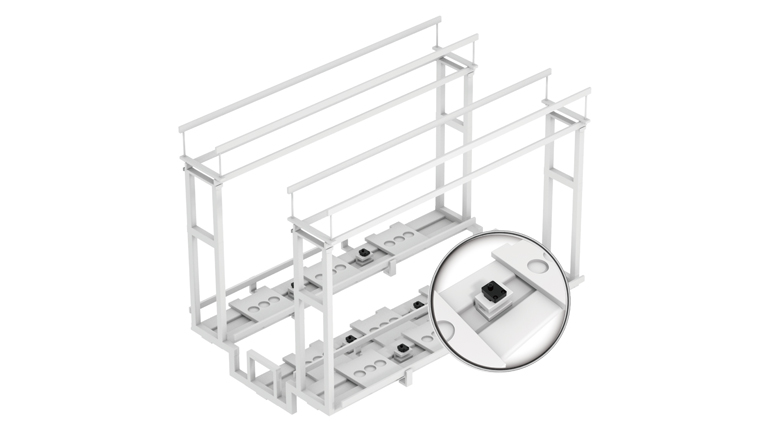 利用按钮型光电传感器，检测FOUP盒的落座情况